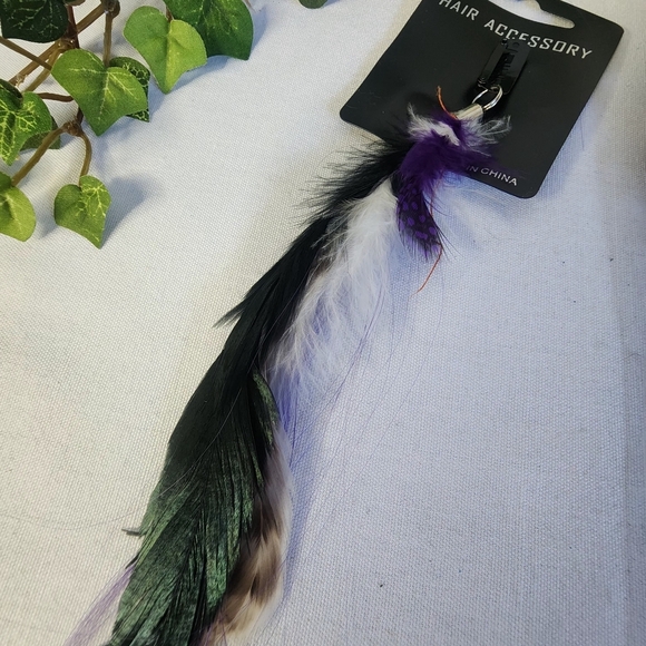 5 Feather Hair Extensions Color Strips Highlights Clip In Feathers - Picture 7 of 9